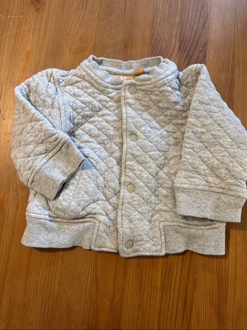 Quilted Grey Kids Snap-Front Sweater Jacket